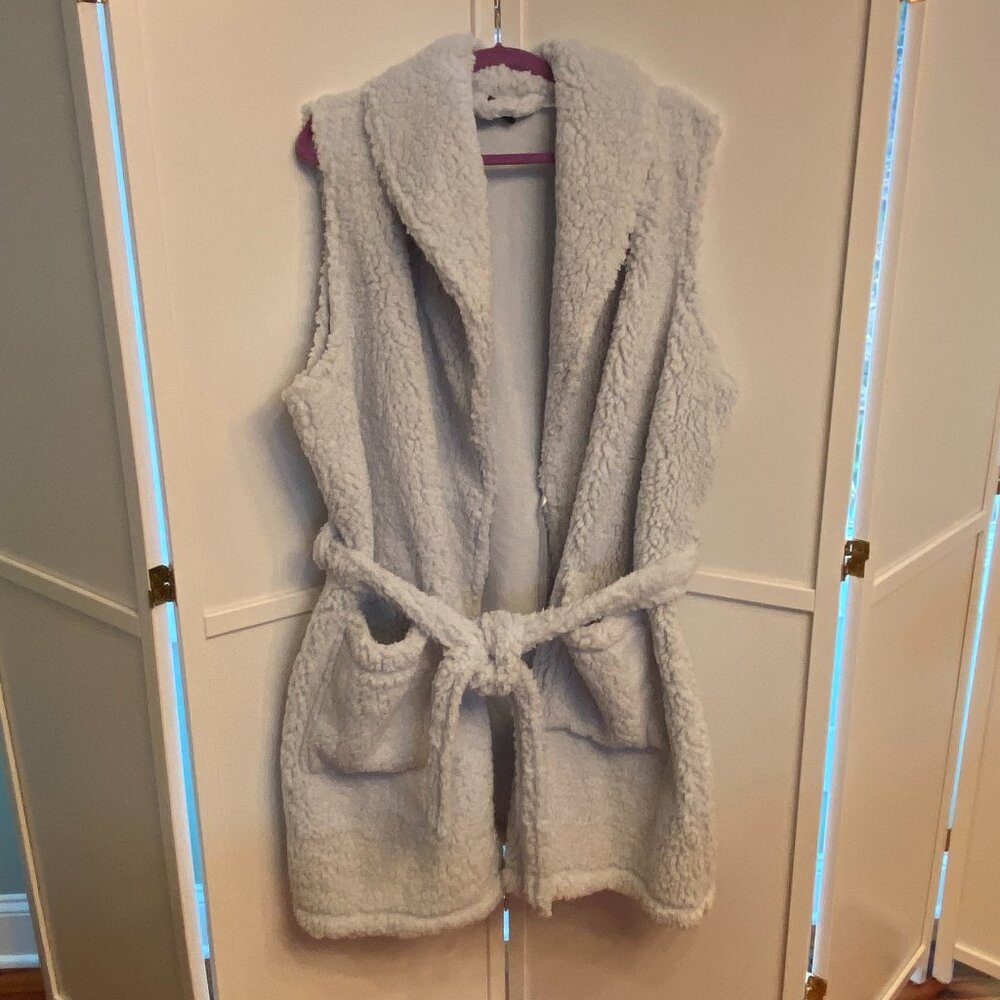 BumbleBella by Jill Martin Women's Plus Sz 2X Sherpa Shawl Collar Blue A521201